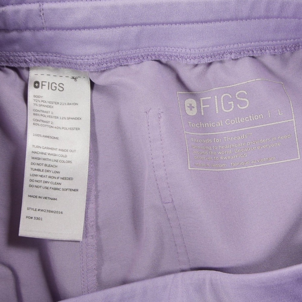 FIGS Zamorra Jogger Women Scrub Pants L Work Medical Purple Yelllow Drawstring - Picture 4 of 13